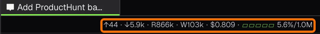 Token usage bar above the chat